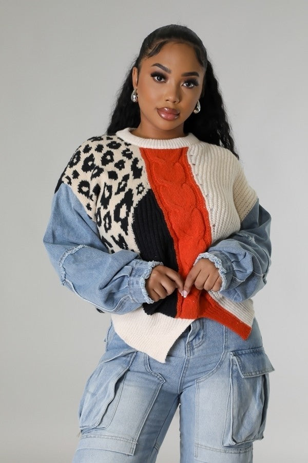 The Keep me Cozy Denim Sweater